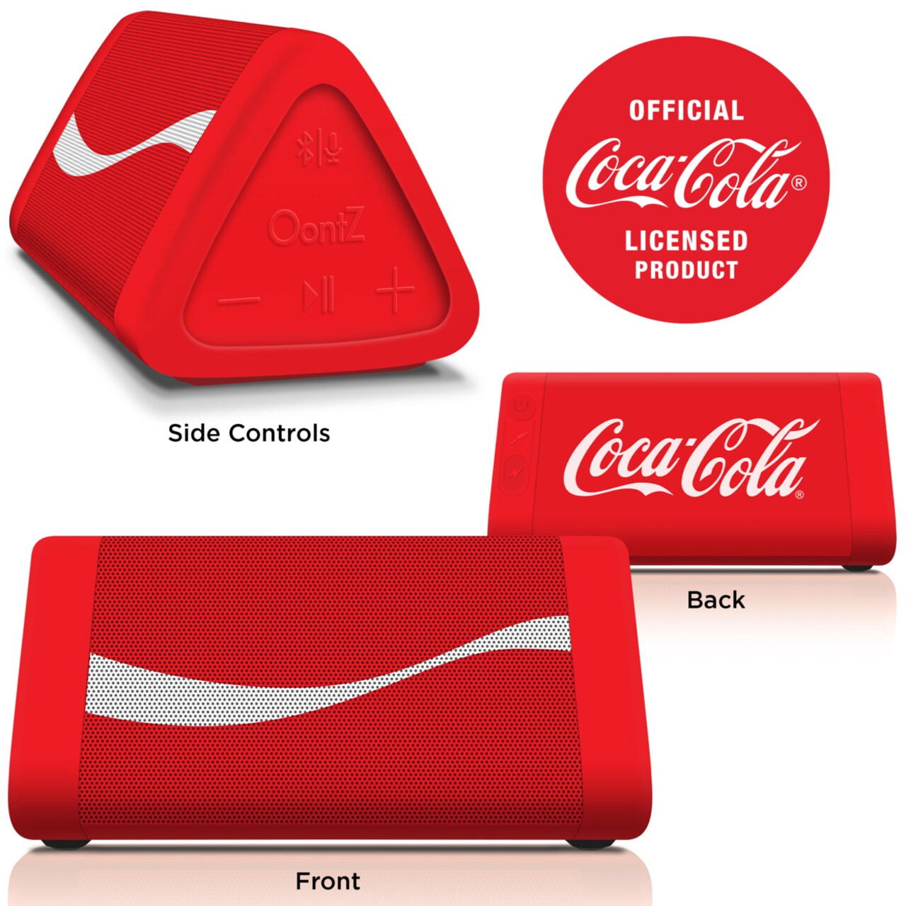 Oontz Angle 3 Coca-Cola® Edition - Enhanced Stereo Bluetooth Speaker with Volume Boost, Bass Radiator, 100 Range